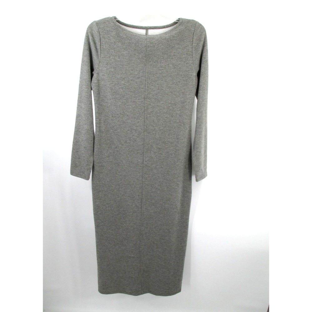 A New Day Women Gray Midi Pencil Dress Small Long Sleeve Knit Minimalist NWT